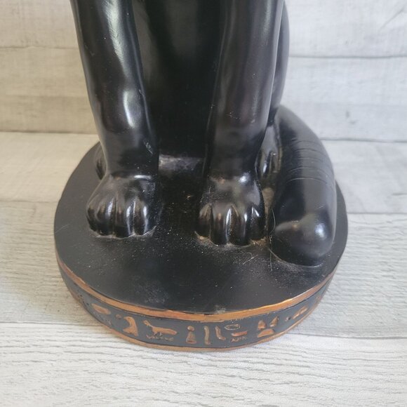 Egyptian Bastet Cat Goddess Statue - Black & Gold Resin Figurine - Picture 11 of 11